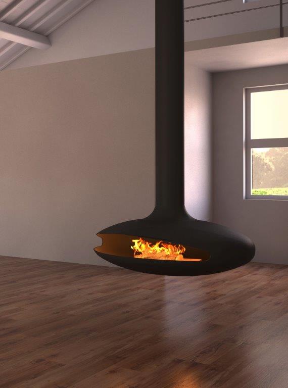Signi Fires Aero 10mm Suspended Fireplace Camino Living